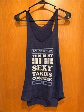 Hot Topic Navy Blue Graphic Tank Top - White Print
